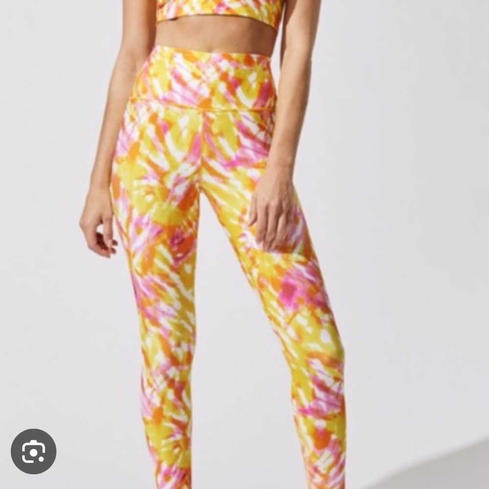 Carbon38 Tie-Dye Leggings in Yellow, Pink, and Orange